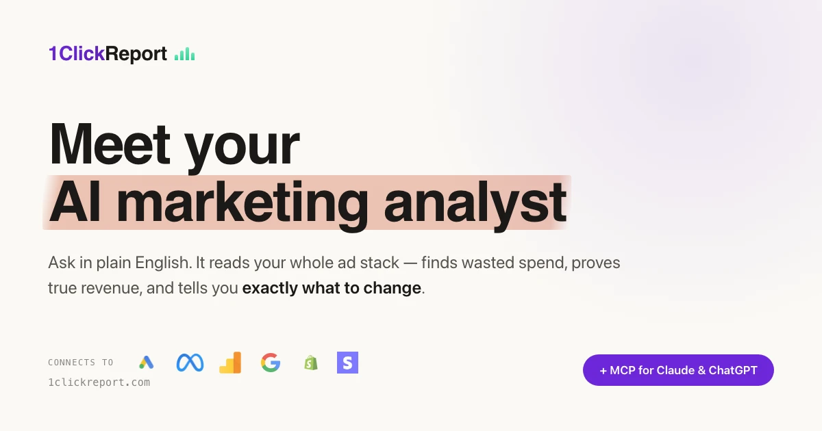 1ClickReport AI marketing analyst, as featured in Hikmah AI’s public portfolio